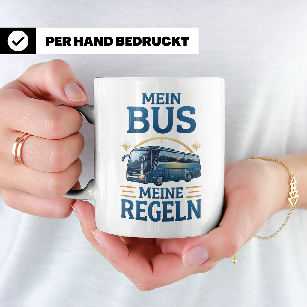 Busfahrer Tasse mit Spruch Mein Bus Meine Regeln, Geschenk f – Weiß [farbe:weiß]