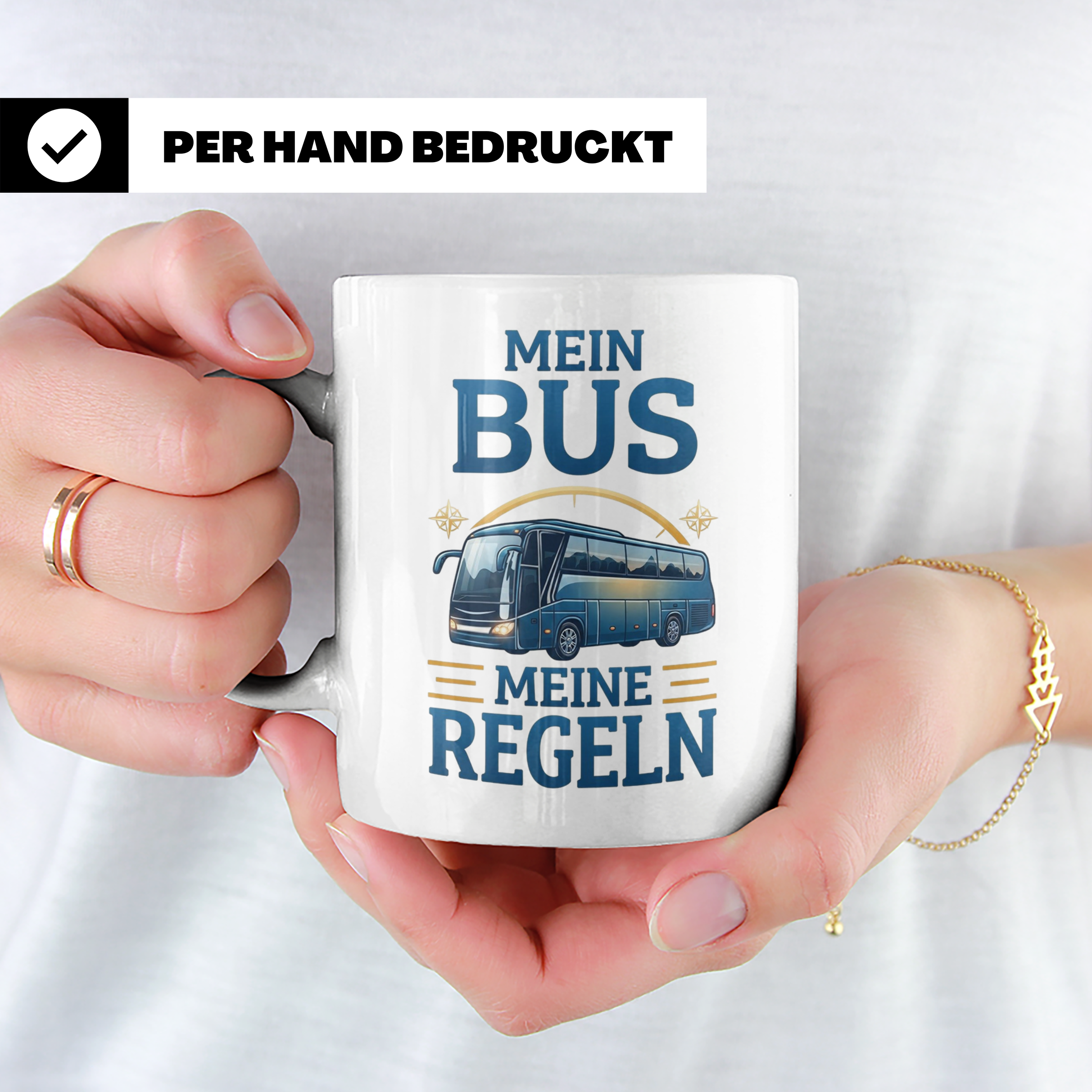 Busfahrer Tasse mit Spruch Mein Bus Meine Regeln, Geschenk f – Weiß [farbe:weiß]