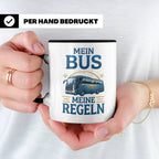 Busfahrer Tasse mit Spruch Mein Bus Meine Regeln, Geschenk f – Schwarz [farbe:schwarz]