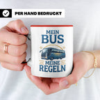 Busfahrer Tasse mit Spruch Mein Bus Meine Regeln, Geschenk f – Rot [farbe:rot]