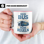 Busfahrer Tasse mit Spruch Mein Bus Meine Regeln, Geschenk f – Rosa [farbe:rosa]