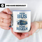 Busfahrer Tasse mit Spruch Mein Bus Meine Regeln, Geschenk f – Blau [farbe:blau]