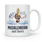 Musiklehrerin Tasse mit Herz Geschenkidee, Dankeschön Musiks – Weiß [farbe:weiß]