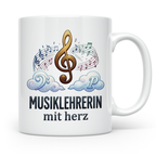 Musiklehrerin Tasse mit Herz Geschenkidee, Dankeschön Musiks – Weiß [farbe:weiß]