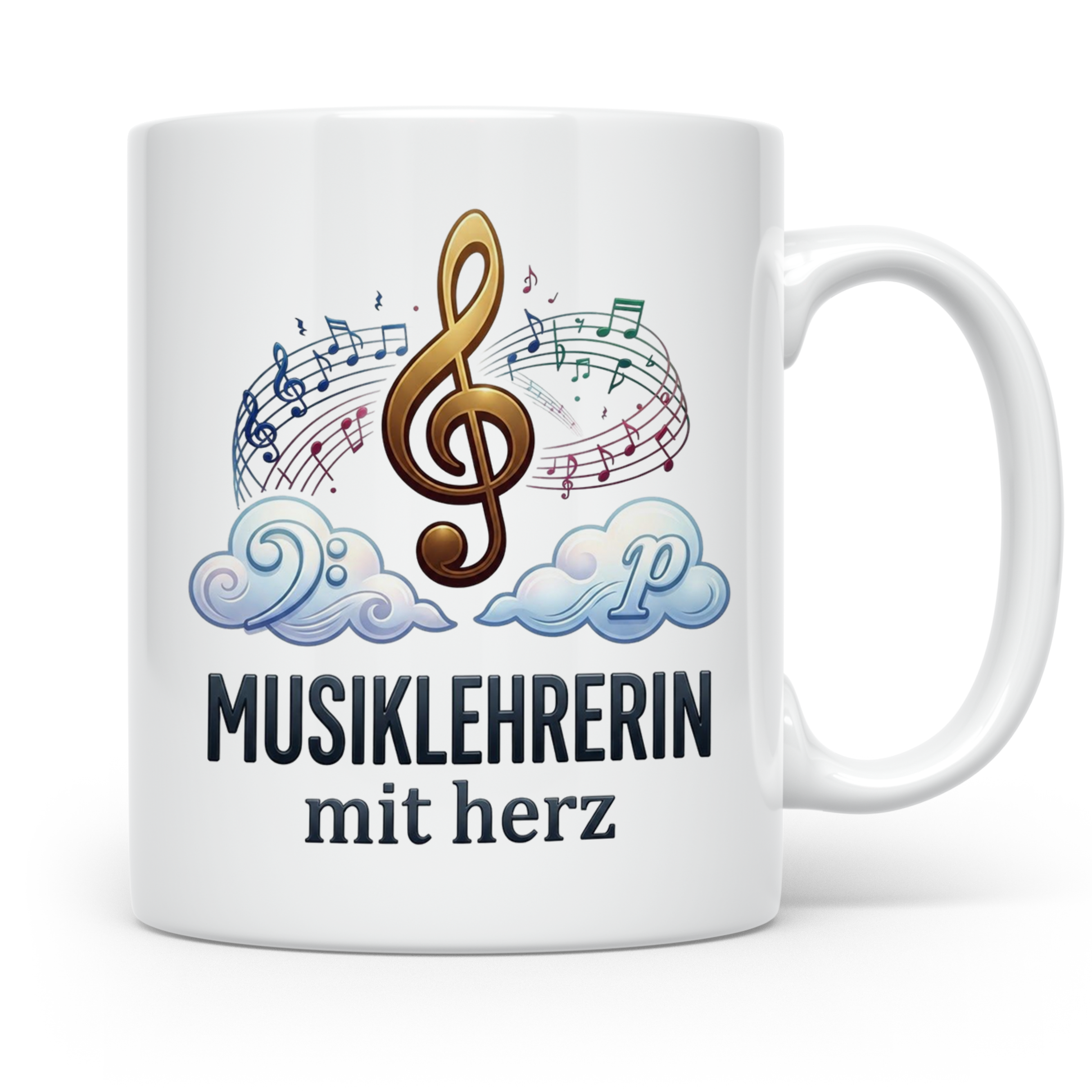Musiklehrerin Tasse mit Herz Geschenkidee, Dankeschön Musiks – Weiß [farbe:weiß]