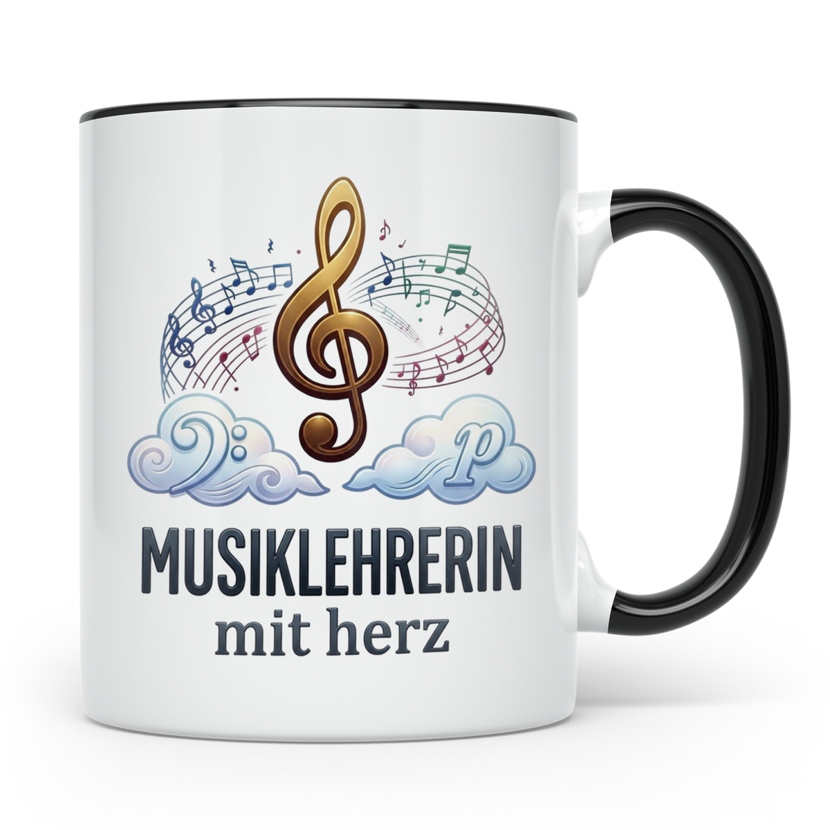 Musiklehrerin Tasse mit Herz Geschenkidee, Dankeschön Musiks – Schwarz [farbe:schwarz]