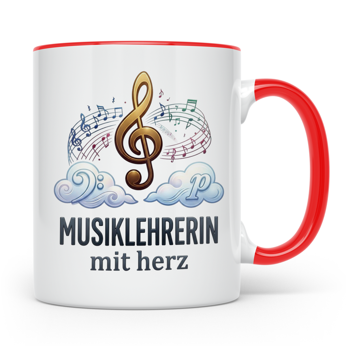 Musiklehrerin Tasse mit Herz Geschenkidee, Dankeschön Musiks – Rot [farbe:rot]