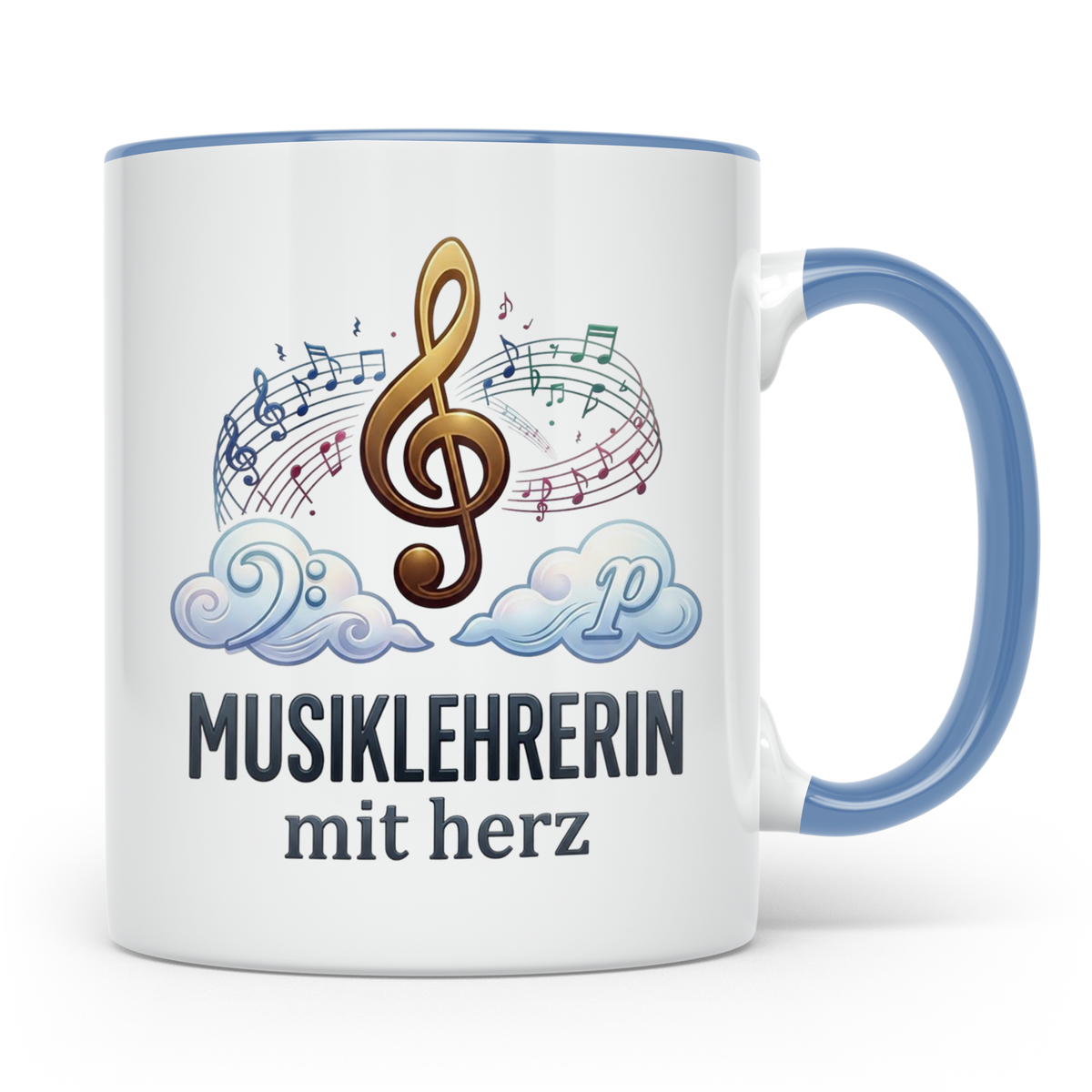 Musiklehrerin Tasse mit Herz Geschenkidee, Dankeschön Musiks – Blau [farbe:blau]