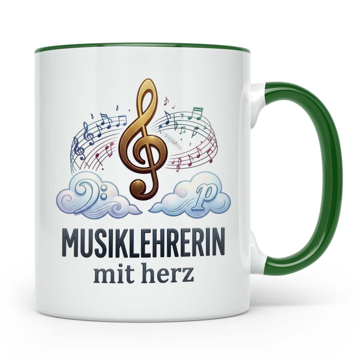 Musiklehrerin Tasse mit Herz Geschenkidee, Dankeschön Musiks – Grün [farbe:grün]