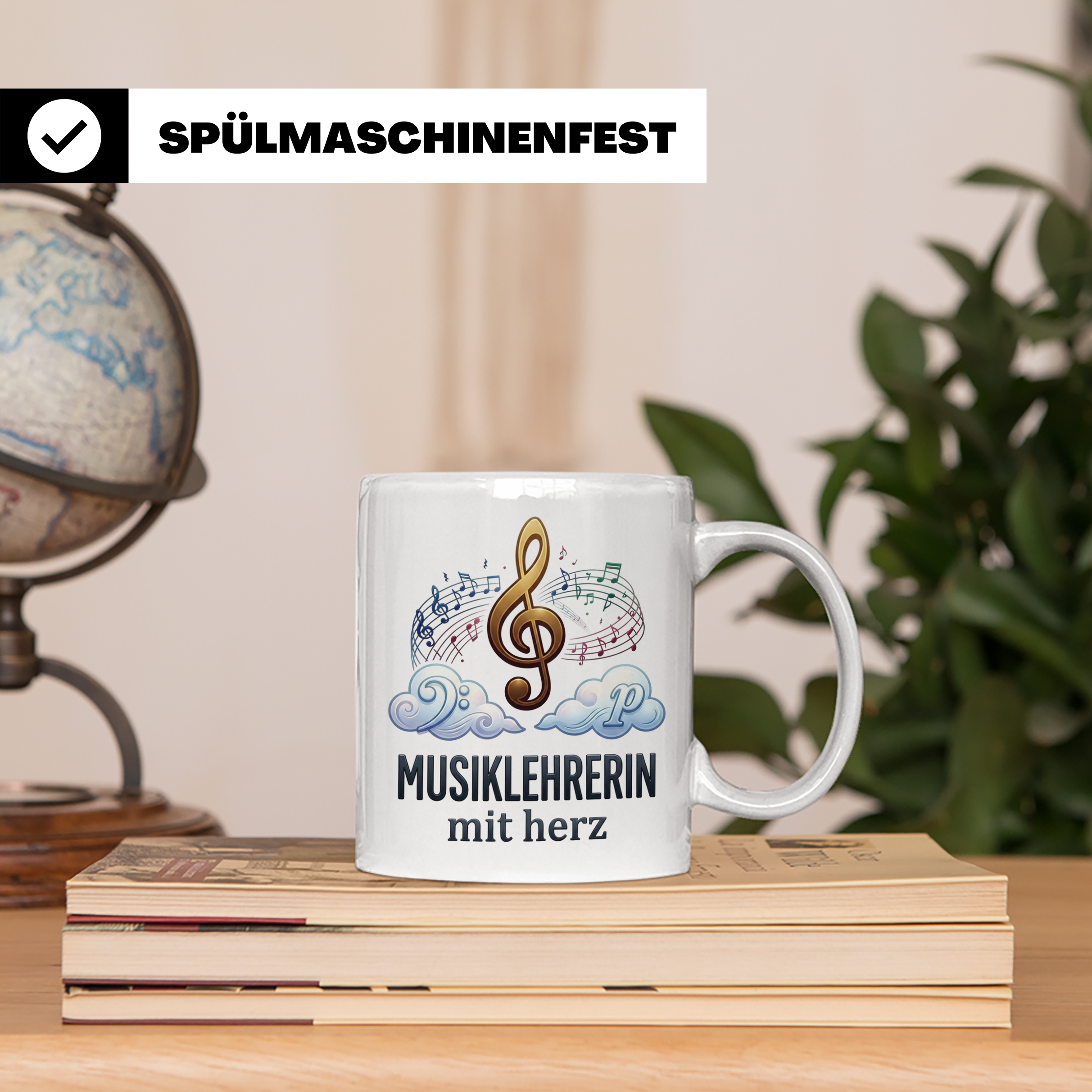 Musiklehrerin Tasse mit Herz Geschenkidee, Dankeschön Musiks – Weiß [farbe:weiß]