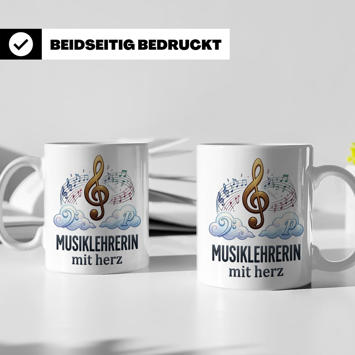 Musiklehrerin Tasse mit Herz Geschenkidee, Dankeschön Musiks – Weiß [farbe:weiß]