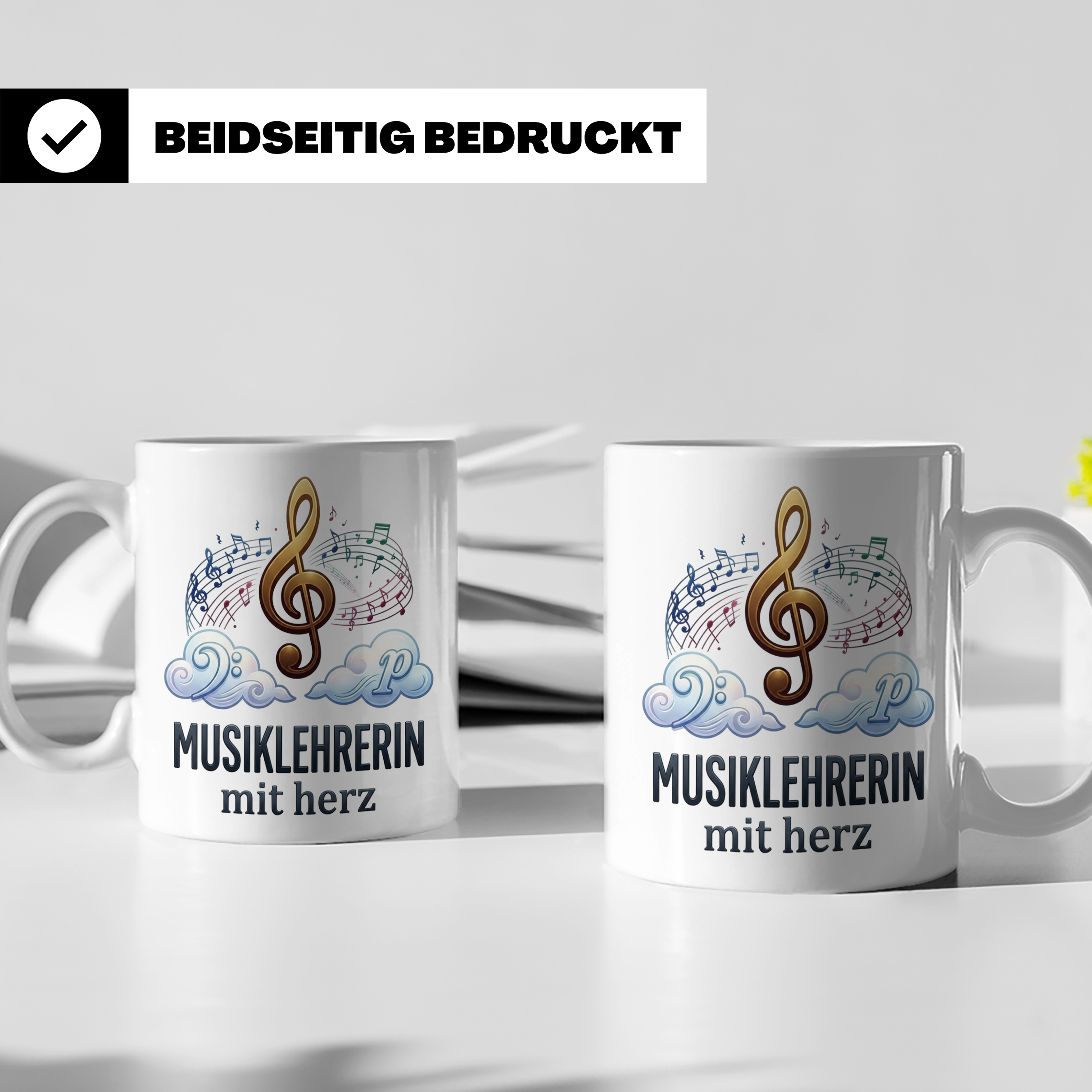Musiklehrerin Tasse mit Herz Geschenkidee, Dankeschön Musiks – Weiß [farbe:weiß]