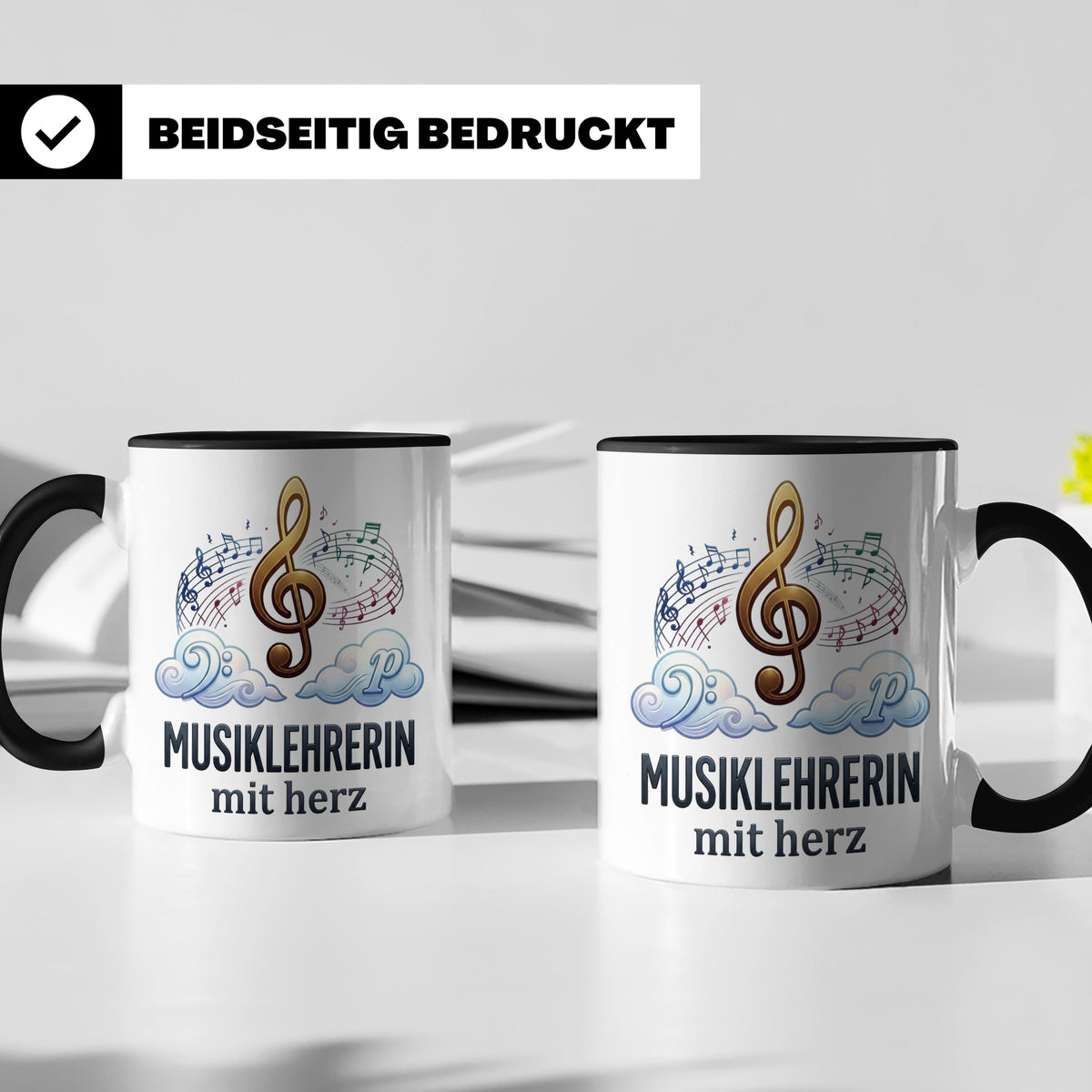 Musiklehrerin Tasse mit Herz Geschenkidee, Dankeschön Musiks – Schwarz [farbe:schwarz]