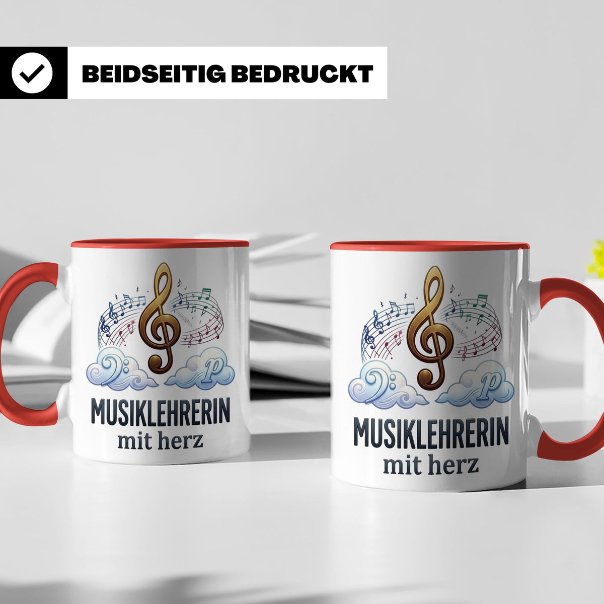 Musiklehrerin Tasse mit Herz Geschenkidee, Dankeschön Musiks – Rot [farbe:rot]