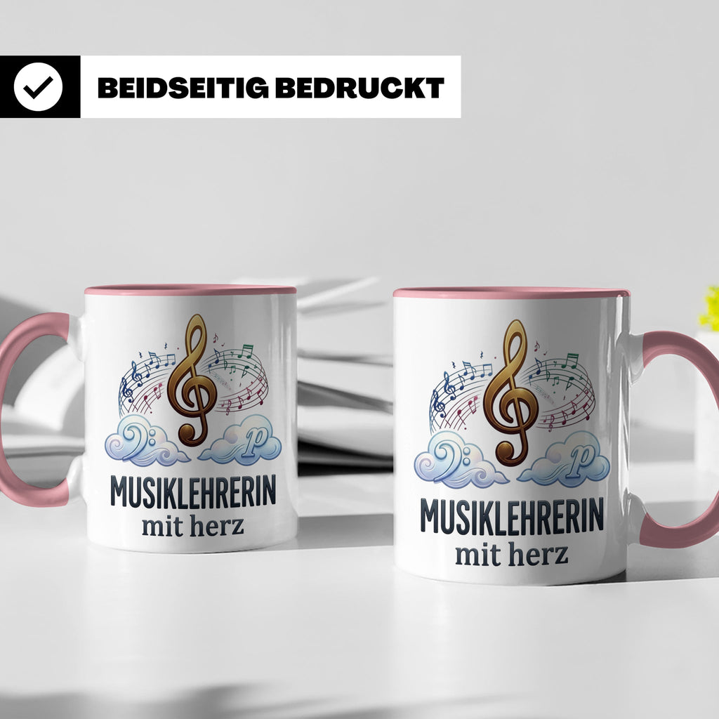 Musiklehrerin Tasse mit Herz Geschenkidee, Dankeschön Musiks – Rosa [farbe:rosa]