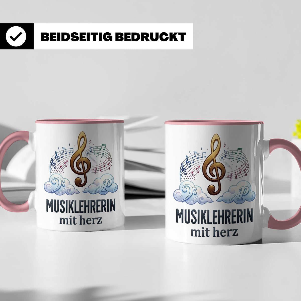 Musiklehrerin Tasse mit Herz Geschenkidee, Dankeschön Musiks – Rosa [farbe:rosa]