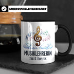Musiklehrerin Tasse mit Herz Geschenkidee, Dankeschön Musiks – Schwarz [farbe:schwarz]