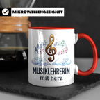 Musiklehrerin Tasse mit Herz Geschenkidee, Dankeschön Musiks – Rot [farbe:rot]