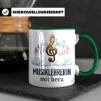 Musiklehrerin Tasse mit Herz Geschenkidee, Dankeschön Musiks – Grün [farbe:grün]