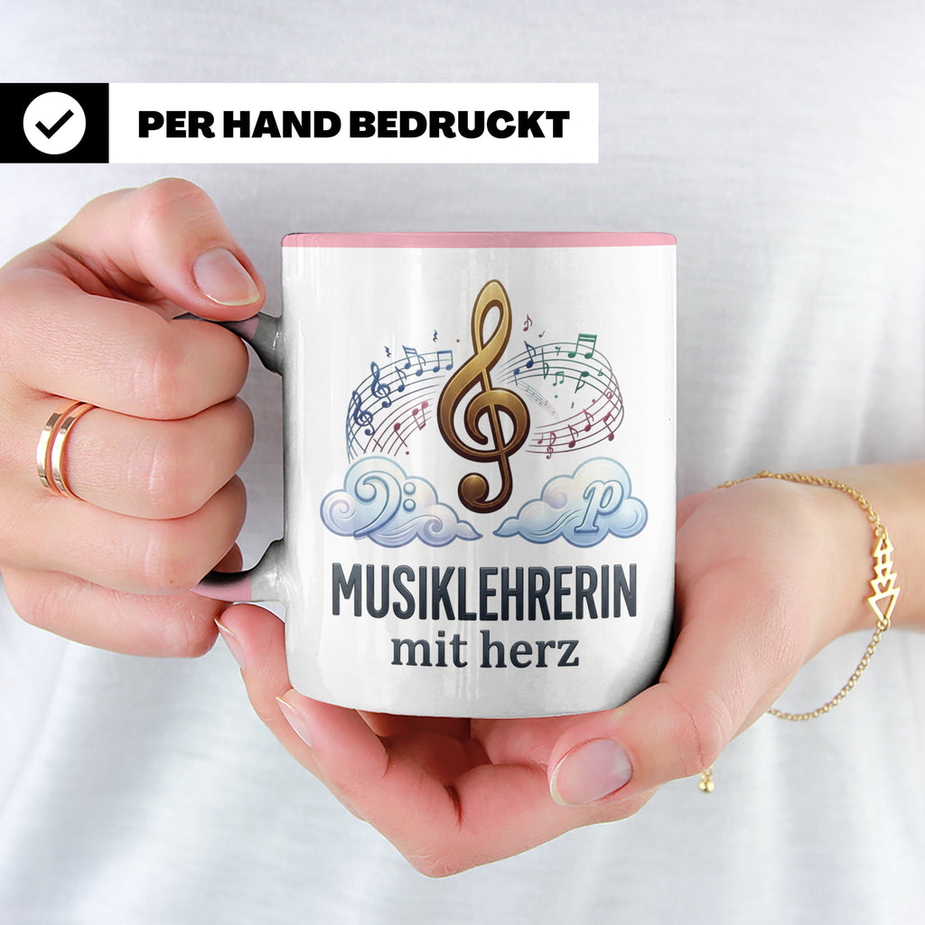 Musiklehrerin Tasse mit Herz Geschenkidee, Dankeschön Musiks – Rosa [farbe:rosa]