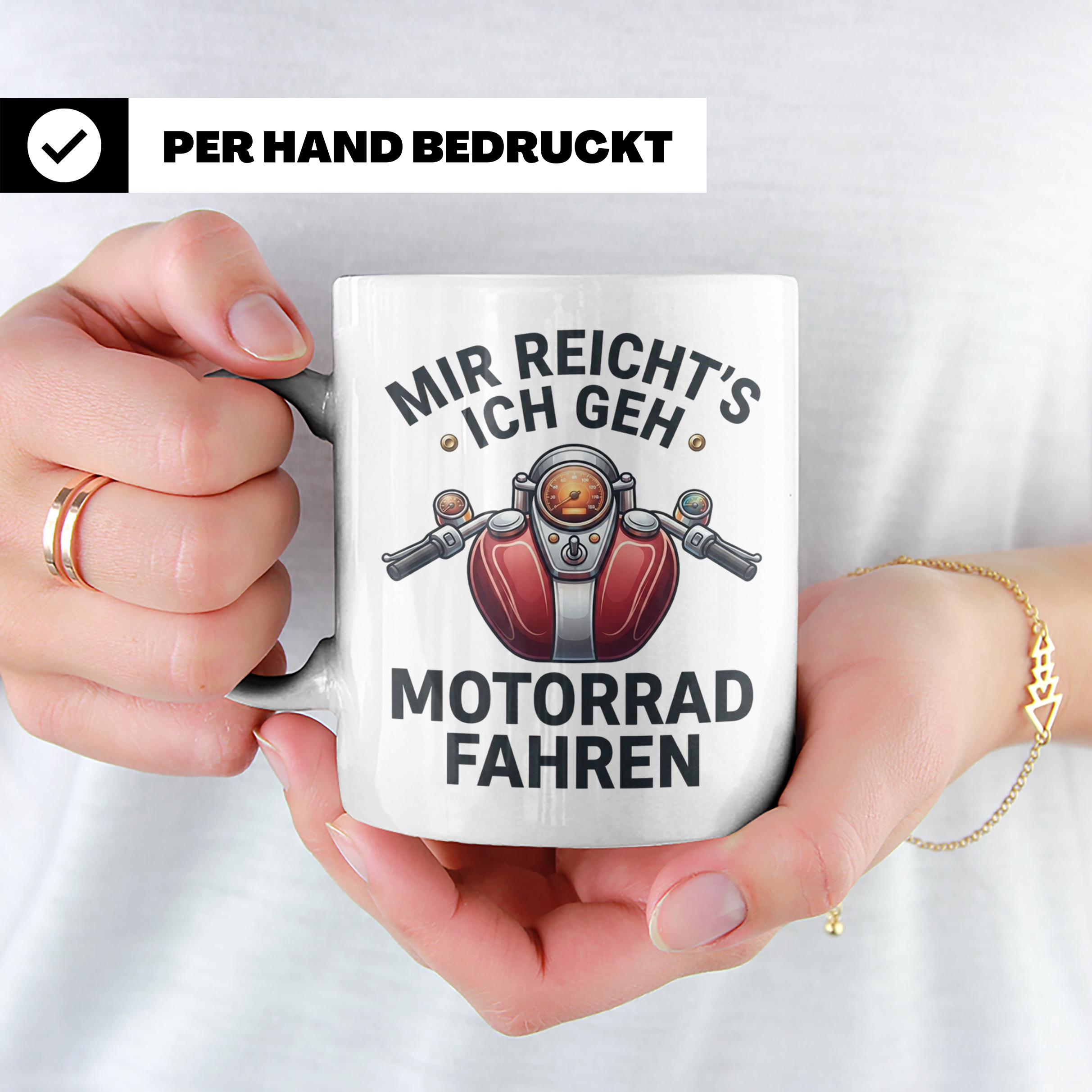 Motorrad Tasse mit Spruch Mir reicht's ich geh Motorrad fahr – Weiß [farbe:weiß]