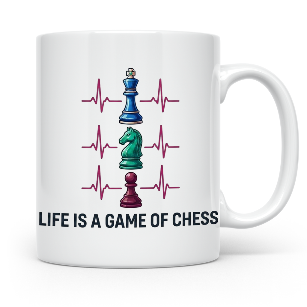 Schach Tasse Herzschlag EKG Life is a Game of Chess für Scha – Weiß [farbe:weiß]