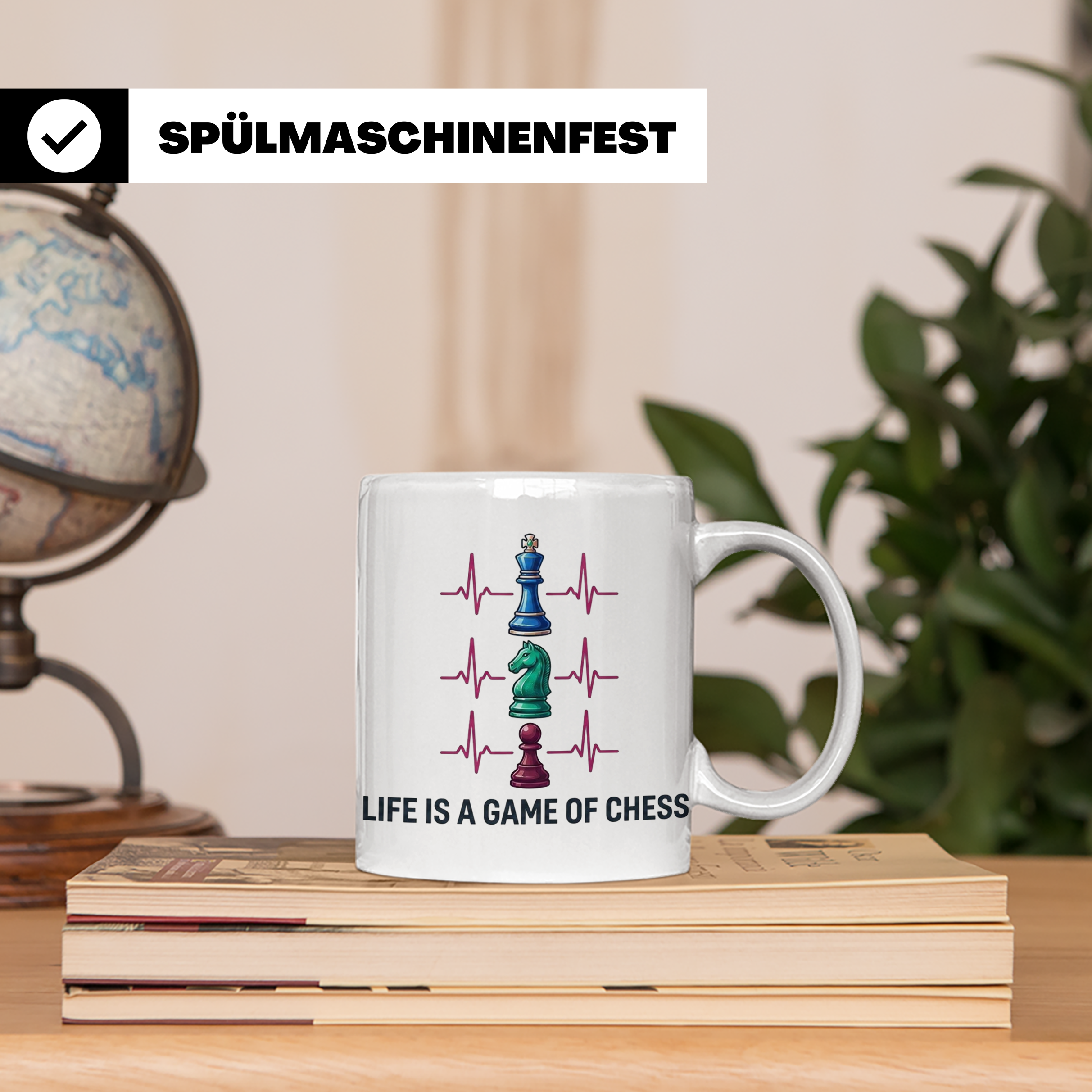 Schach Tasse Herzschlag EKG Life is a Game of Chess für Scha – Weiß [farbe:weiß]