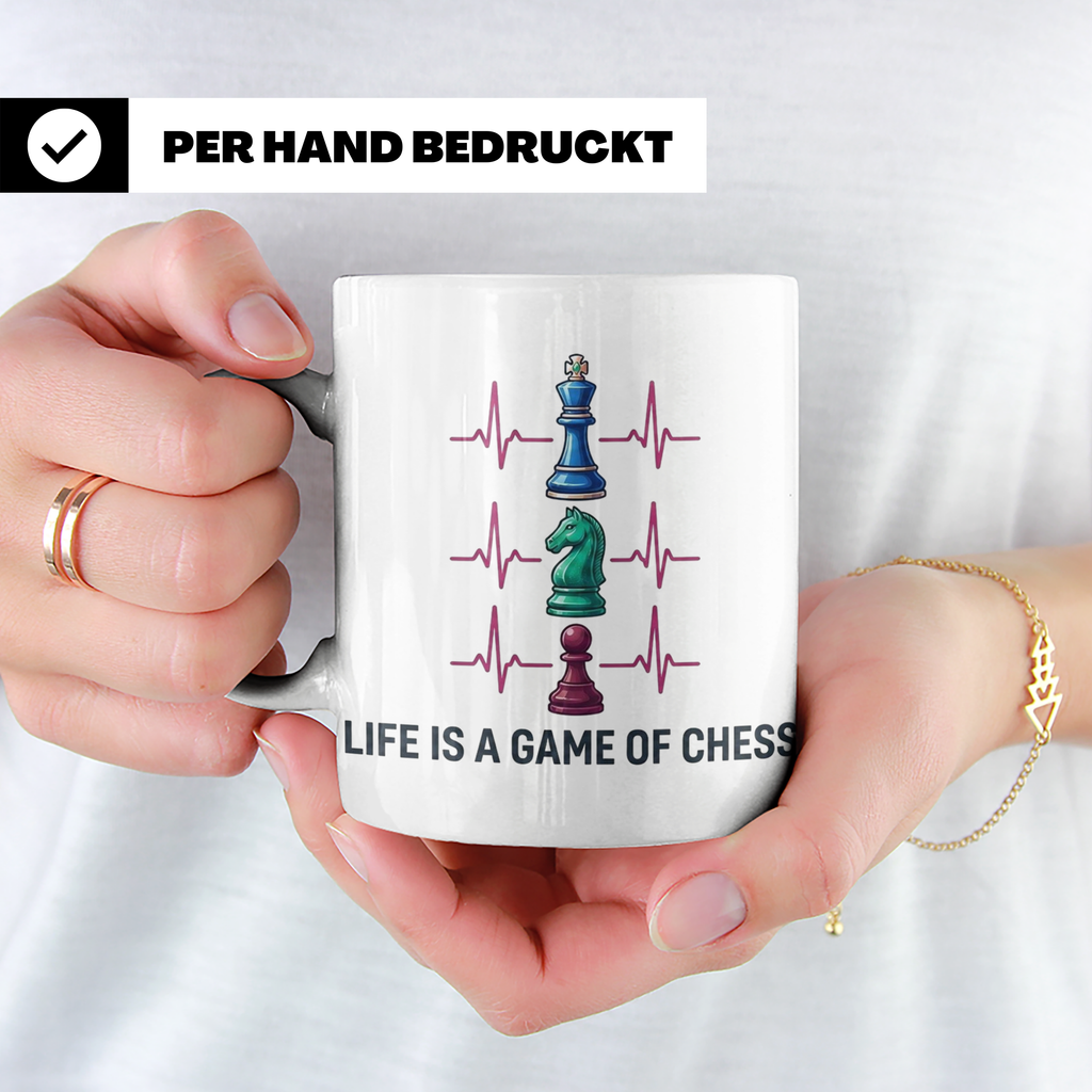 Schach Tasse Herzschlag EKG Life is a Game of Chess für Scha – Weiß [farbe:weiß]