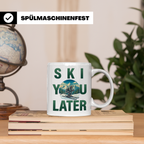 Skifahrer Tasse mit Spruch 'Ski You Later' | Retro Winterspo – Weiß [farbe:weiß]