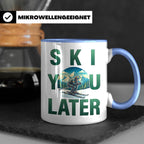 Skifahrer Tasse mit Spruch 'Ski You Later' | Retro Winterspo – Blau [farbe:blau]
