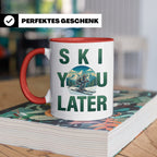 Skifahrer Tasse mit Spruch 'Ski You Later' | Retro Winterspo – Rot [farbe:rot]