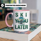 Skifahrer Tasse mit Spruch 'Ski You Later' | Retro Winterspo – Rosa [farbe:rosa]