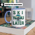 Skifahrer Tasse mit Spruch 'Ski You Later' | Retro Winterspo – Blau [farbe:blau]