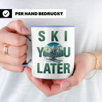 Skifahrer Tasse mit Spruch 'Ski You Later' | Retro Winterspo – Blau [farbe:blau]