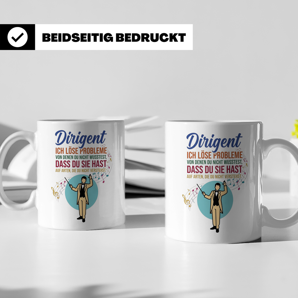 Dirigent Tasse mit Spruch Problemlöser Geschenk für Orcheste – Weiß [farbe:weiß]