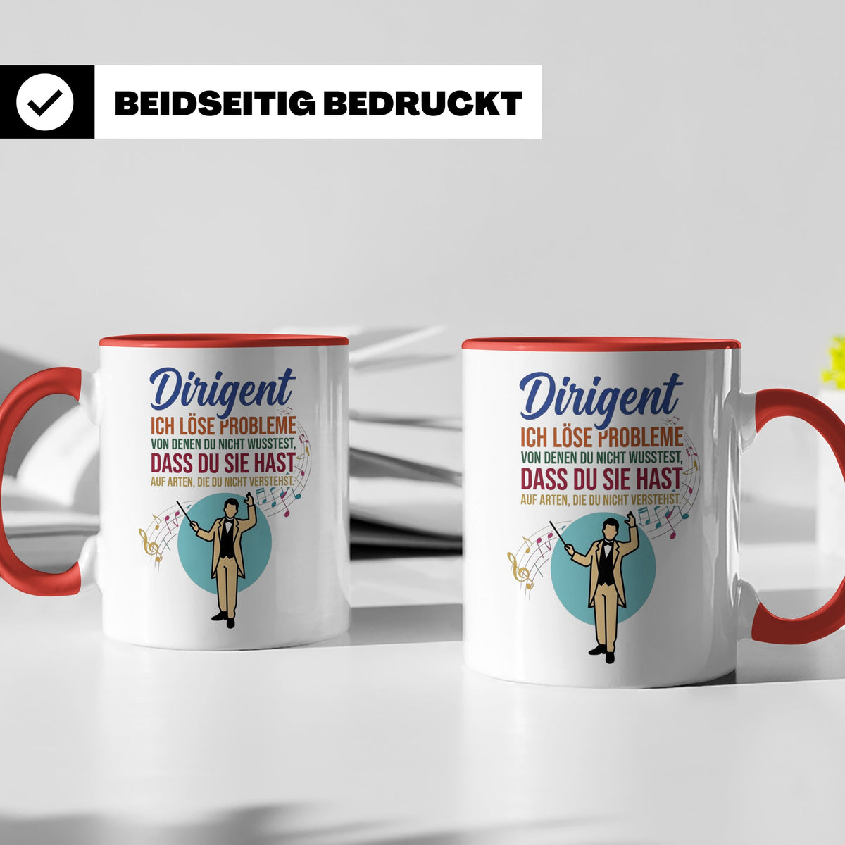 Dirigent Tasse mit Spruch Problemlöser Geschenk für Orcheste – Rot [farbe:rot]
