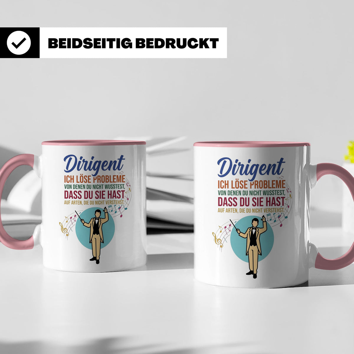Dirigent Tasse mit Spruch Problemlöser Geschenk für Orcheste – Rosa [farbe:rosa]