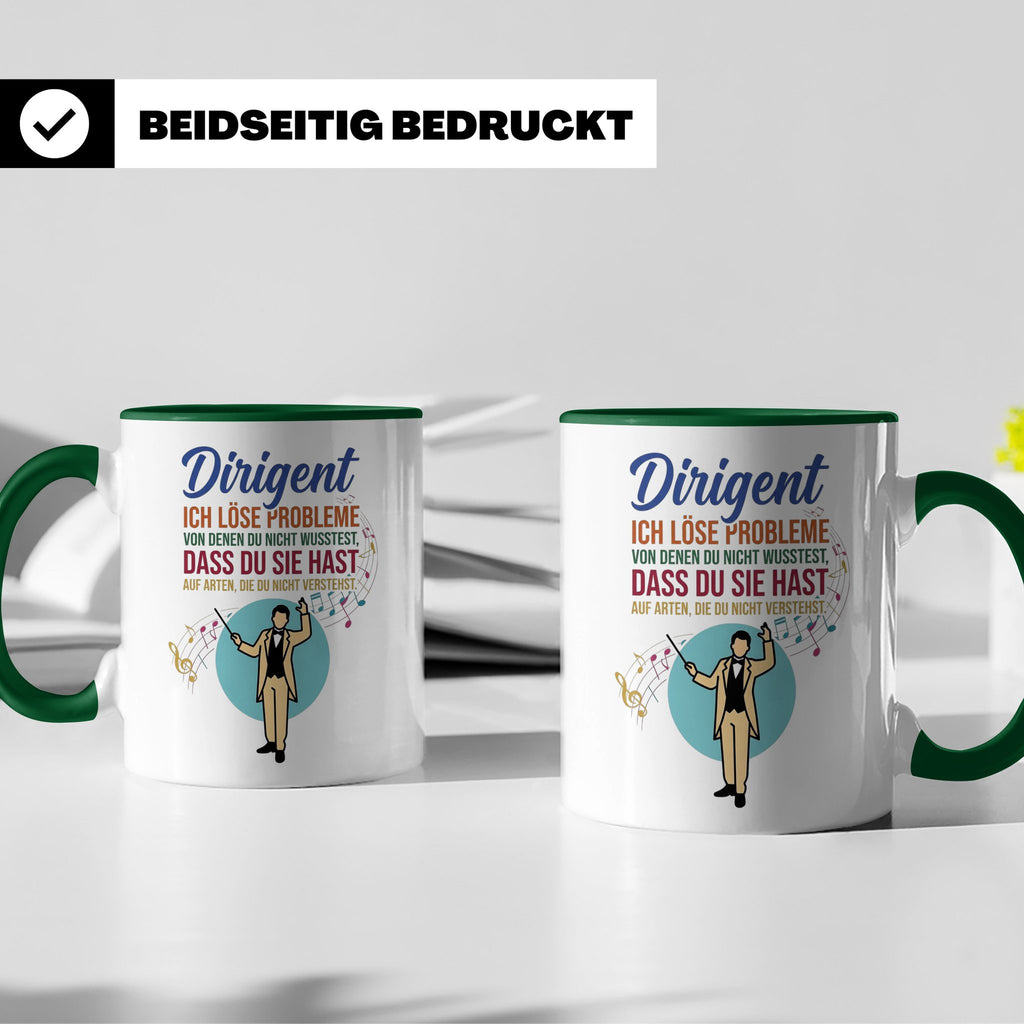 Dirigent Tasse mit Spruch Problemlöser Geschenk für Orcheste – Grün [farbe:grün]