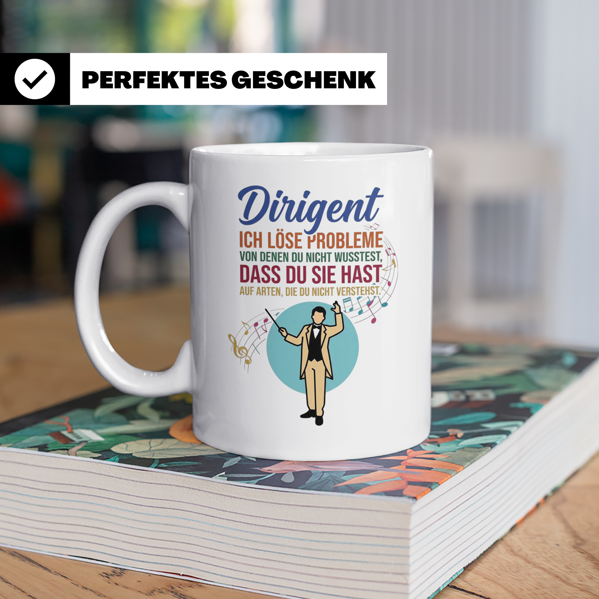 Dirigent Tasse mit Spruch Problemlöser Geschenk für Orcheste – Weiß [farbe:weiß]