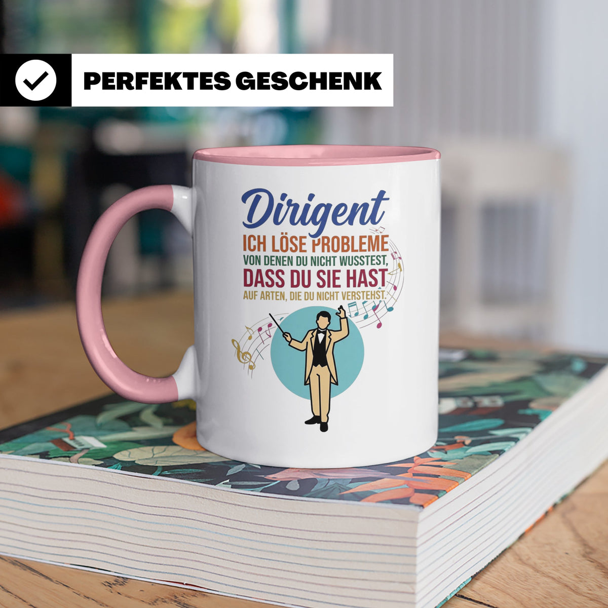 Dirigent Tasse mit Spruch Problemlöser Geschenk für Orcheste – Rosa [farbe:rosa]