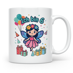 Tasse 6. Geburtstag Mädchen Fee, Ich bin 6 Spruch, Geschenk  – Weiß [farbe:weiß]