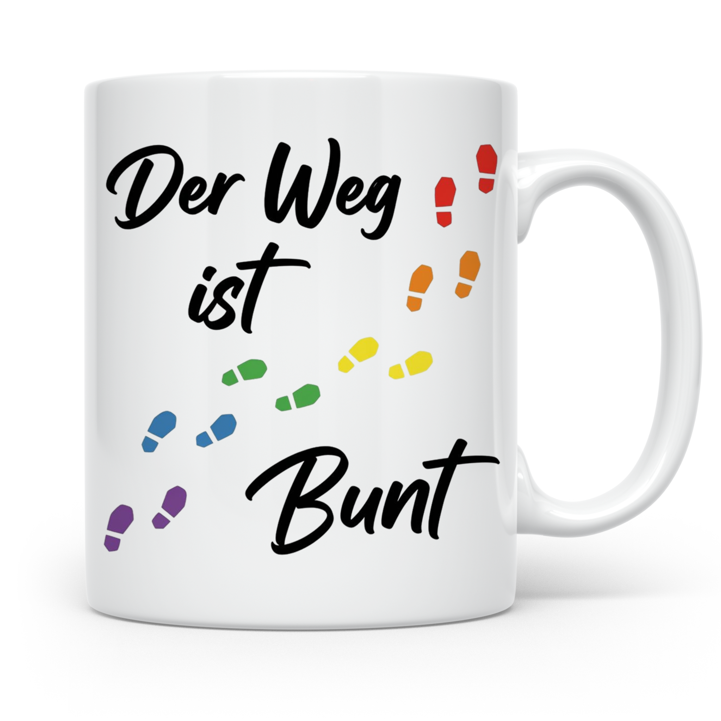 Regenbogen Tasse Der Weg ist Bunt, LGBTQ Kaffeebecher für Pr – Weiß [farbe:weiß]