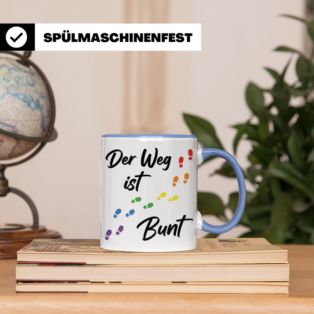 Regenbogen Tasse Der Weg ist Bunt, LGBTQ Kaffeebecher für Pr – Blau [farbe:blau]
