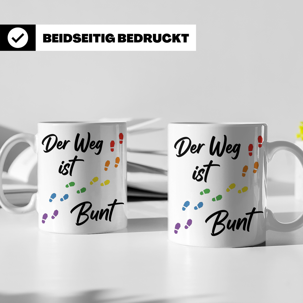 Regenbogen Tasse Der Weg ist Bunt, LGBTQ Kaffeebecher für Pr – Weiß [farbe:weiß]