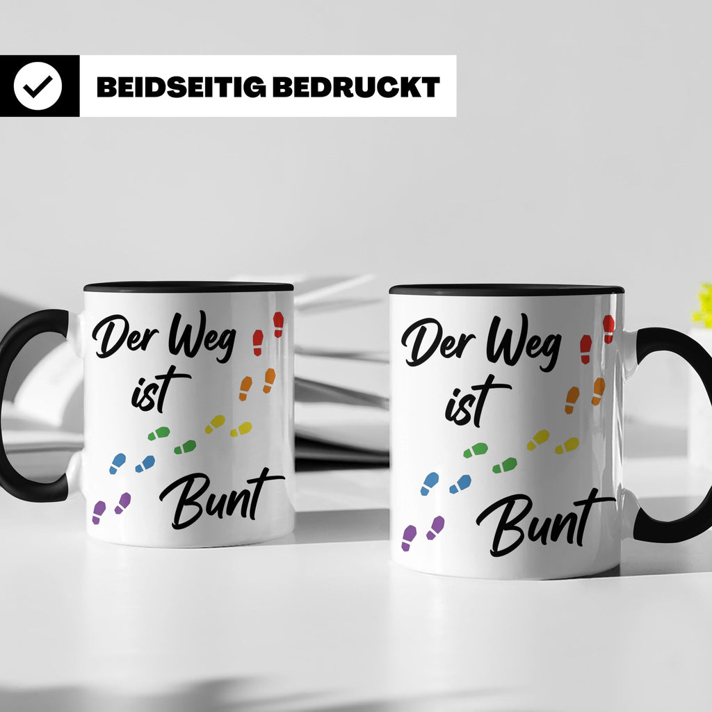 Regenbogen Tasse Der Weg ist Bunt, LGBTQ Kaffeebecher für Pr – Schwarz [farbe:schwarz]