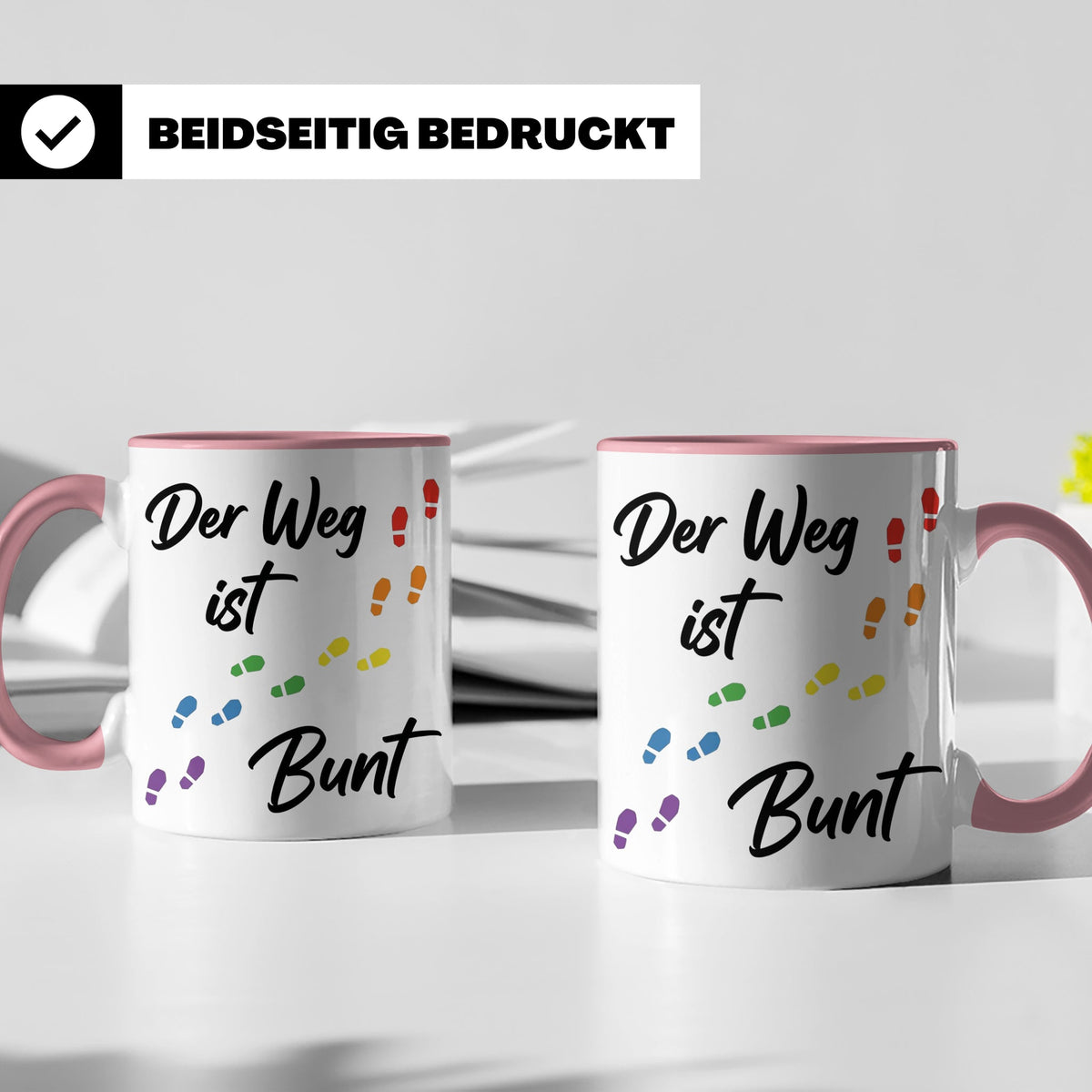 Regenbogen Tasse Der Weg ist Bunt, LGBTQ Kaffeebecher für Pr – Rosa [farbe:rosa]