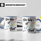 Regenbogen Tasse Der Weg ist Bunt, LGBTQ Kaffeebecher für Pr – Blau [farbe:blau]