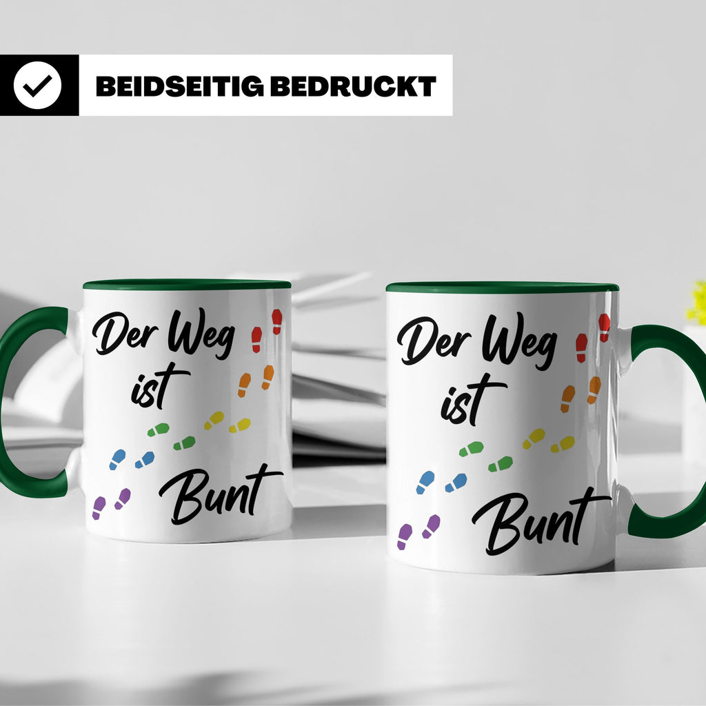Regenbogen Tasse Der Weg ist Bunt, LGBTQ Kaffeebecher für Pr – Grün [farbe:grün]