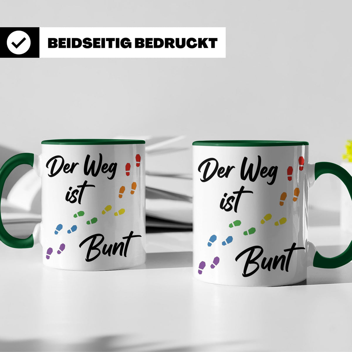 Regenbogen Tasse Der Weg ist Bunt, LGBTQ Kaffeebecher für Pr – Grün [farbe:grün]