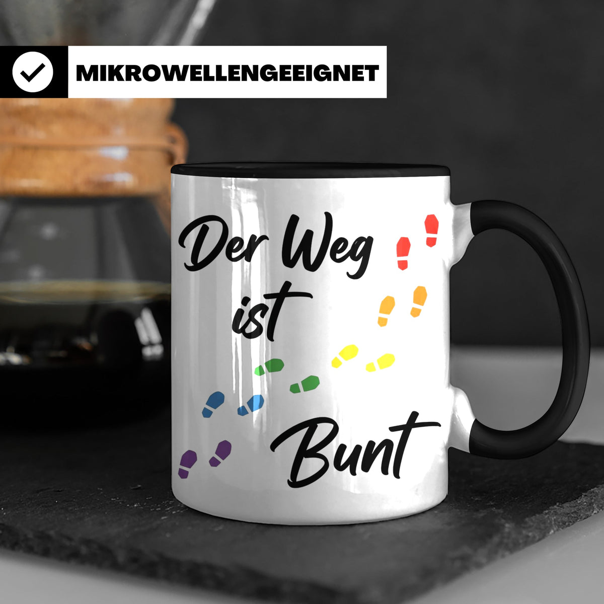 Regenbogen Tasse Der Weg ist Bunt, LGBTQ Kaffeebecher für Pr – Schwarz [farbe:schwarz]